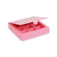 Коробка на 9 цукерок, рожевого кольору, 153х153х30 (10 шт)