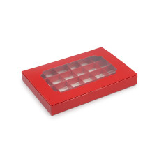 Коробка на 24 конфеты, красный цвет, 270х185х30 мм (10 штук)