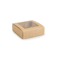 Коробка на 4 конфеты, с окном, крафт, 112х112х35 мм (50 штук)