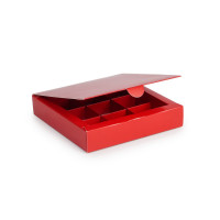 Коробка на 9 цукерок, червоного кольору, 153х153х30 (50 штук)