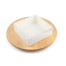 Коробка для десертов, с прозрачной крышкой, белая, 200х200х70 мм (50 шт)